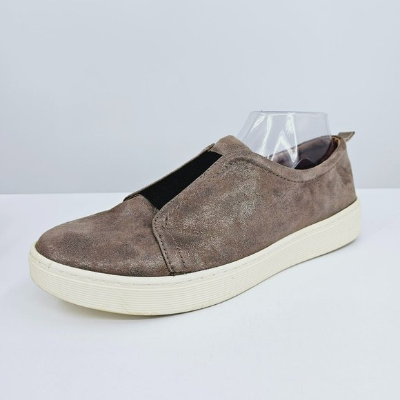 Sofft Safia Slip On Comfort Shoes 10 M Metallic Bronze Leather Stretch Cream Mid - Picture 1 of 14